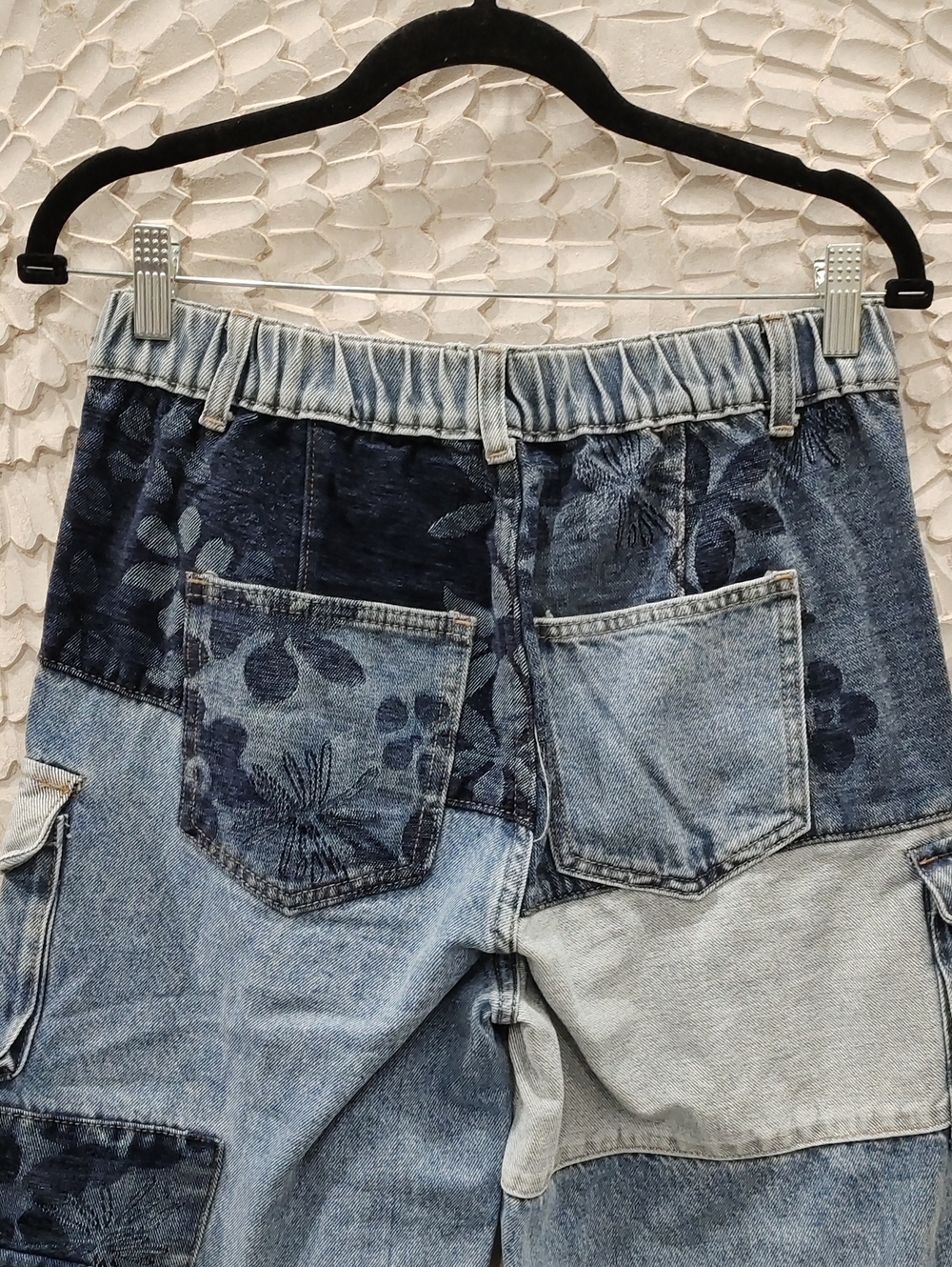 Oli & Hali Blue Patchwork Floral Cargo Jeans - Picture 8 of 10